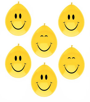 Haza Ballonnen Smile - 18x stuks - Emoticon - verjaardag - geel - 29 cm
