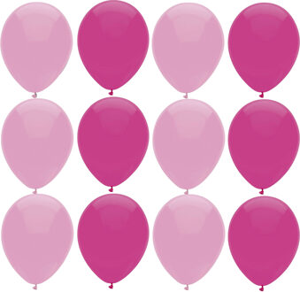 Haza Ballonnen verjaardag/thema feest - 200x stuks - roze/donkerroze - Ballonnen