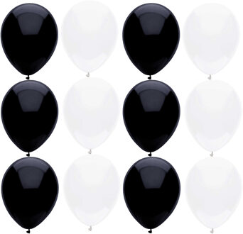 Haza Ballonnen verjaardag/thema feest - 200x stuks - zwart/wit