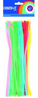 Haza Chenilledraad fluorescerende kleuren mix - pijperagers - 30 cm - 50x stuks