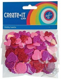Haza Create-it foam hartjes glitter - 132 stuks Multikleur