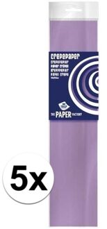 Haza Crepe papier platte vellen - 5x - lila - 250 x 50 cm - Knutselen met papier - Knutselspullen