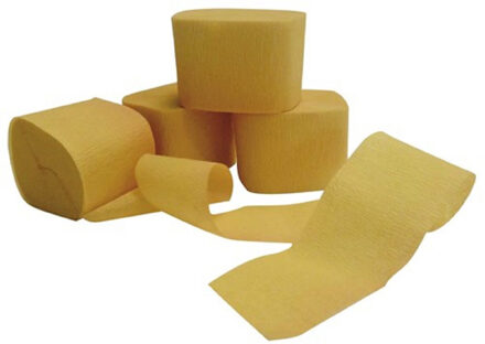 Haza Crepe papier rol - 5x - geel - 200 x 5 cm - brandvertragend