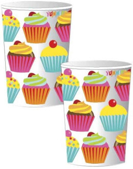 Haza Cupcake thema verjaardag bekertjes 8x stuks - Feestbekertjes Multikleur