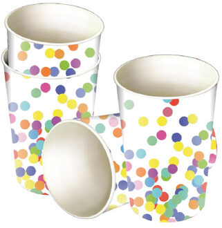 Haza Feestbekertjes in Confetti thema - 16x stuks - karton - 250 ml - Kinderfeestje/kinderverjaardag