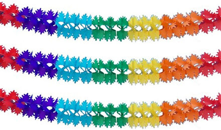 Haza Feestslinger - 3x - verjaardag versiering - papier - 600 cm - multi-color