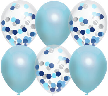 Haza Feestversiering blauw-mix thema ballonnen 6x stuks 30 cm