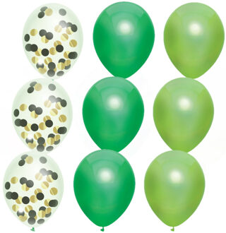 Haza Feestversiering groen-kleuren-mix thema ballonnen 12x stuks 30 cm - Ballonnen