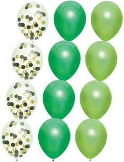 Haza Feestversiering groen-kleuren-mix thema ballonnen 18x stuks 30 cm - Ballonnen