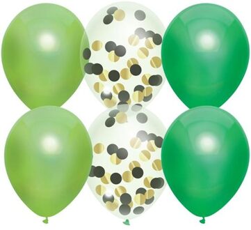 Haza Feestversiering groen-kleuren-mix thema ballonnen 6x stuks 30 cm - Ballonnen