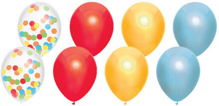 Haza Feestversiering multi-kleuren-mix thema ballonnen 12x stuks 30 cm - Ballonnen Multikleur