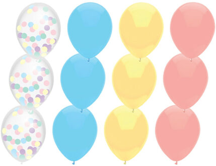 Haza Feestversiering multi-kleuren-mix thema ballonnen 12x stuks 30 cm