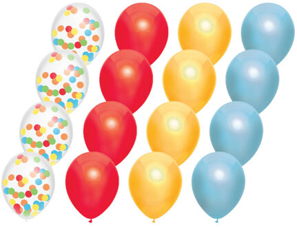 Haza Feestversiering multi-kleuren-mix thema ballonnen 18x stuks 30 cm - Ballonnen Multikleur