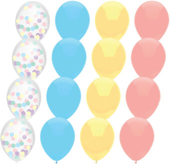 Haza Feestversiering multi-kleuren-mix thema ballonnen 18x stuks 30 cm - Ballonnen Multikleur