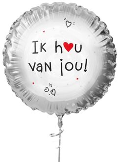 Haza Folieballon "Ik Hou Van Jou" Ø45cm zilver