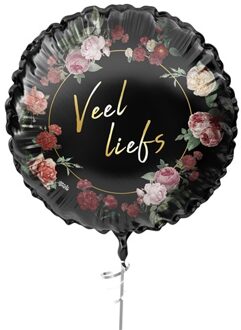 Haza Folieballon "Veel liefs" Ø45cm zwart