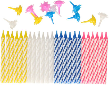 Haza Gekleurde verjaardag taartkaarsjes - 48x stuks - mini kaarsjes
