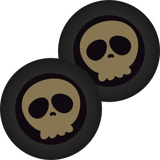Haza Halloween/horror doodshoofd/schedel bordjes - 16x - zwart - papier - D23 cm