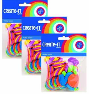 Haza Hobby foam cijfers - multi kleuren - 300x - 3 cm - schuimrubber - DIY knutsel cijfers