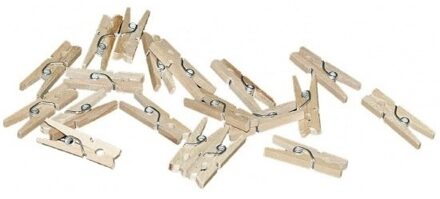 Haza Hobby/Knutselen mini knijpertjes - 100x - naturel kleur - 2 cm - kleine/mini knijpers - foto ophange