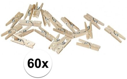 Haza Hobby/Knutselen mini knijpertjes - 20x - naturel kleur - 2 cm - kleine/mini knijpers - foto ophangen