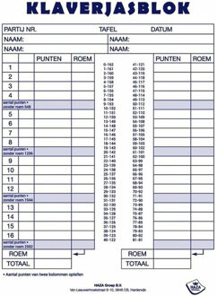 Haza Klaverjassen Scoreblok - 1x - 50 vellen - papier