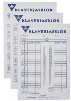 Haza Klaverjassen Scoreblok - 3x - 50 vellen - papier