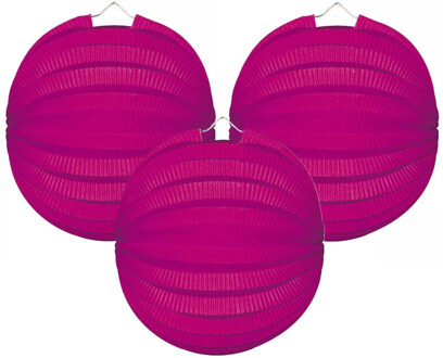 Haza Lampion - 6x - fuchsia roze - 22 cm - papier