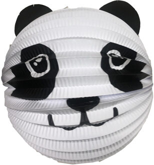 Haza Lampion panda - 20 cm - wit/zwart - papier - Sint maarten/kinderfeestje lampionnen
