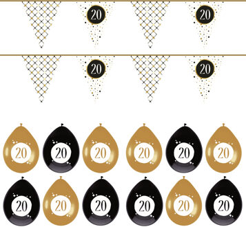 Haza Leeftijd verjaardag 20 jaar geworden feestpakket vlaggetjes/ballonnen