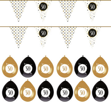 Haza Leeftijd verjaardag 30 jaar geworden feestpakket vlaggetjes/ballonnen