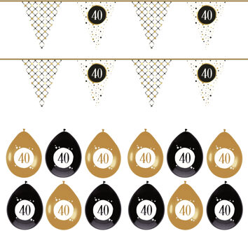 Haza Leeftijd verjaardag 40 jaar geworden feestpakket vlaggetjes/ballonnen