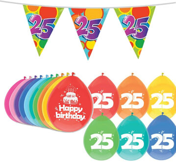 Haza Leeftijd verjaardag thema 25 jaar pakket ballonnen/vlaggetjes