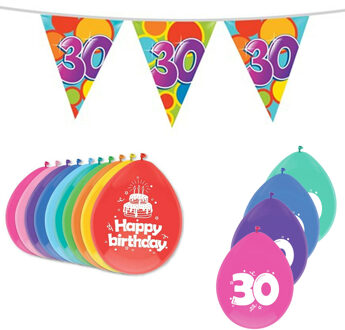 Haza Leeftijd verjaardag thema 30 jaar pakket ballonnen/vlaggetjes