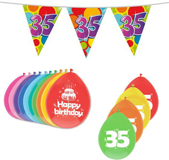 Haza Leeftijd verjaardag thema 35 jaar pakket ballonnen/vlaggetjes