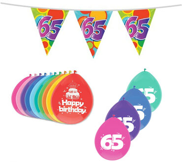Haza Leeftijd verjaardag thema 65 jaar pakket ballonnen/vlaggetjes