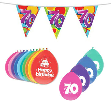 Haza Leeftijd verjaardag thema 70 jaar pakket ballonnen/vlaggetjes