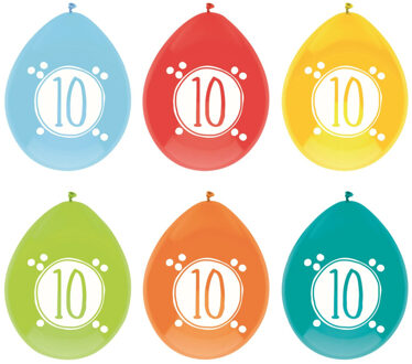 Haza Leeftijd verjaardag thema ballonnen 10 jaar 6x stuks 30 cm