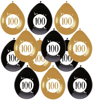Haza Leeftijd verjaardag thema ballonnen 100 jaar 12x stuks 30 cm