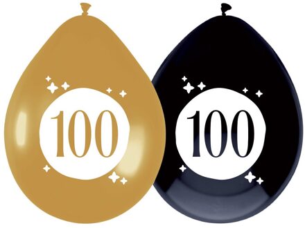 Haza Leeftijd verjaardag thema ballonnen 100 jaar 6x stuks 30 cm - Ballonnen Multikleur