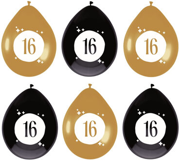 Haza Leeftijd verjaardag thema ballonnen 16 jaar 6x stuks 30 cm