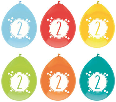 Haza Leeftijd verjaardag thema ballonnen 2 jaar 6x stuks 30 cm Multi