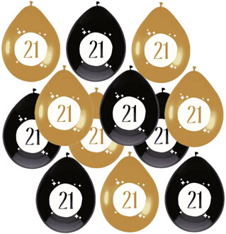 Haza Leeftijd verjaardag thema ballonnen 21 jaar 18x stuks 30 cm