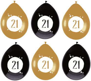 Haza Leeftijd verjaardag thema ballonnen 21 jaar 6x stuks 30 cm Multi
