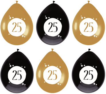 Haza Leeftijd verjaardag thema ballonnen 25 jaar 6x stuks 30 cm Multi