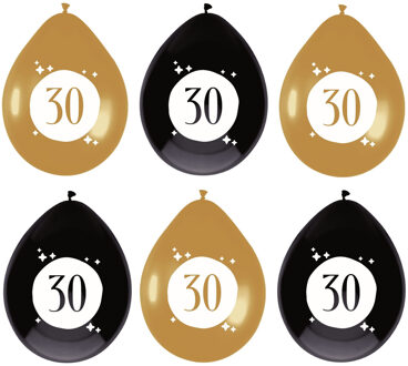 Haza Leeftijd verjaardag thema ballonnen 30 jaar 6x stuks 30 cm