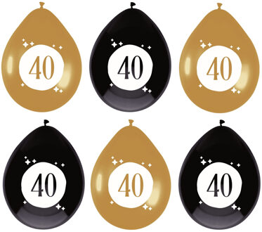 Haza Leeftijd verjaardag thema ballonnen 40 jaar 6x stuks 30 cm - Ballonnen Multikleur