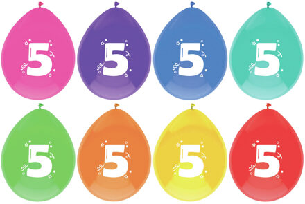 Haza Leeftijd verjaardag thema ballonnen 5 jaar 8x stuks 29 cm