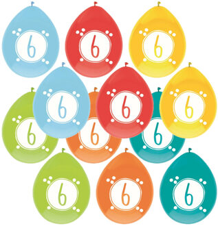 Haza Leeftijd verjaardag thema ballonnen 6 jaar 12x stuks 30 cm