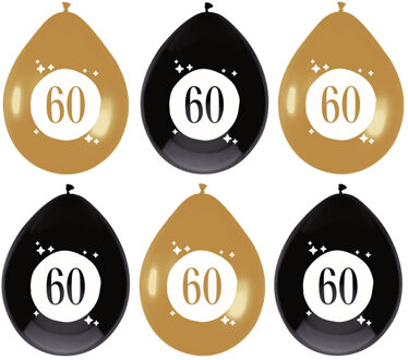 Haza Leeftijd verjaardag thema ballonnen 60 jaar 6x stuks 30 cm Multi